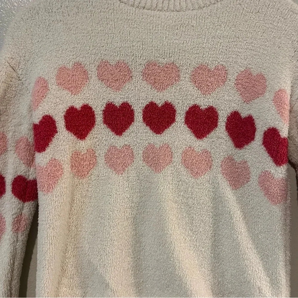 Cupcakes & cashmere girls chenille cream sweater red pink hearts 10/12 soft cozy - Picture 4 of 9